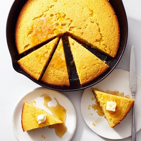 A slice of classic cornbread topped with melting butter, ideal for a hearty meal.