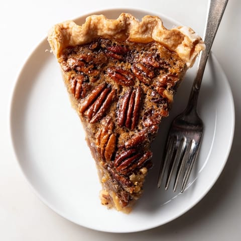 Serving suggestion for classic pecan pie topped with a dollop of fresh whipped cream on a rustic wooden table.