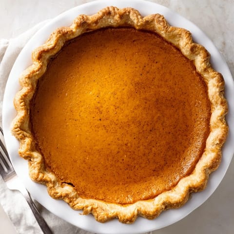 A slice of Pumpkin Pie topped with a dollop of whipped cream, perfect for a cozy Thanksgiving dessert plate.