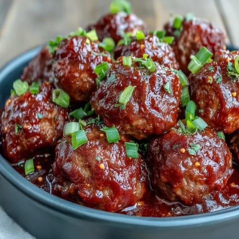 Glazed Sweet and Sour Meatballs in a slow cooker, coated in a glossy orange sauce with apricot preserves, served over steamed jasmine rice.