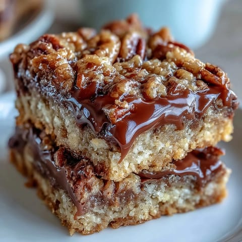 Decadent Sweet and Chewy Turtle Bars with Chocolate and Caramel feature golden crumb topping and gooey caramel swirls.