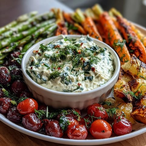 Spring Food Board with Radishes, Peas, and Herb Dip: Fresh, colorful platter with crisp veggies and creamy herby dip for a light appetizer.