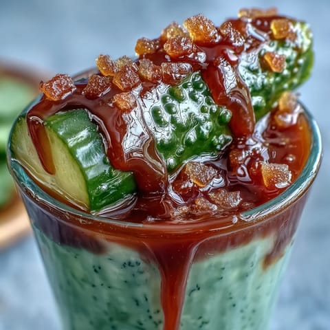 Vibrant Chamoy Pickle Kit in a Cup with fruit roll-up wrap, tangy chamoy drizzle, and Tajín seasoning for a viral snack sensation.