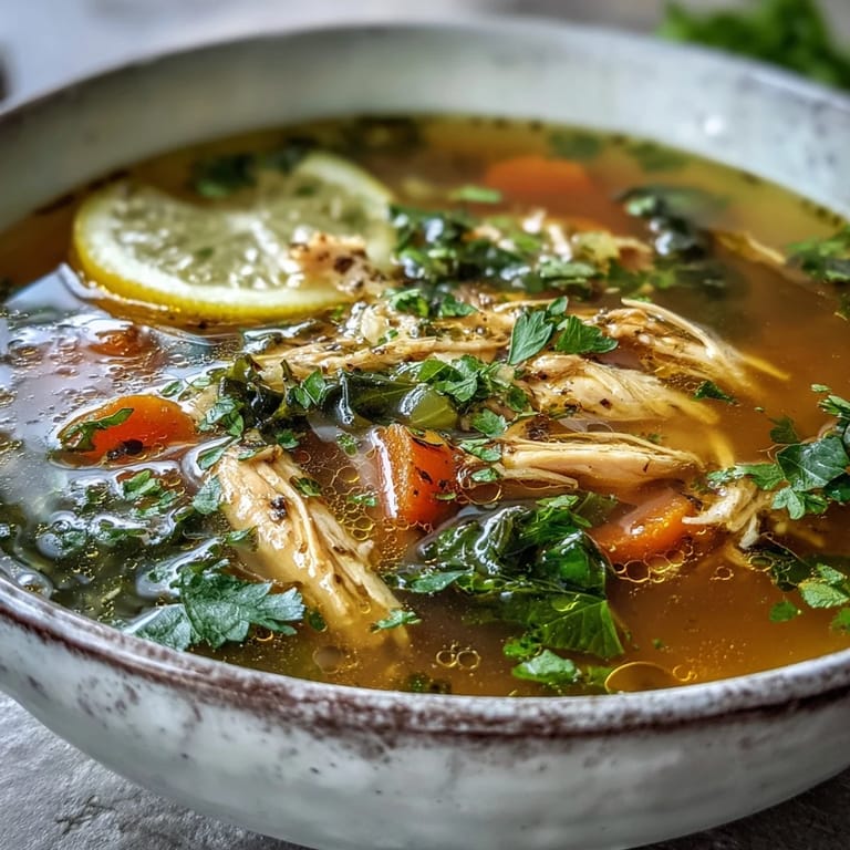 Nourishing High Protein Lemon Turmeric Chicken Soup, perfect for a comforting lunch.
