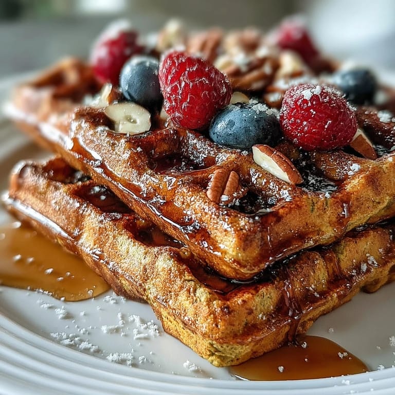 Warm Anti-Inflammatory Adaptogenic Turmeric Waffles dusted with cinnamon and spices.