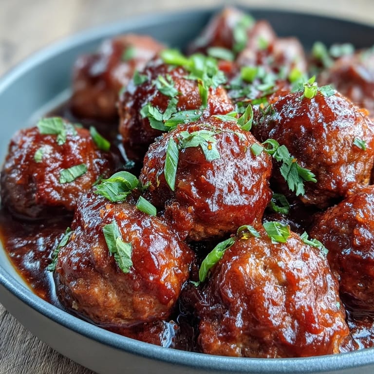 Easy Sweet and Sour Meatballs bubbling in a crock pot, garnished with chopped green onions, a perfect main dish for busy weeknight dinners.