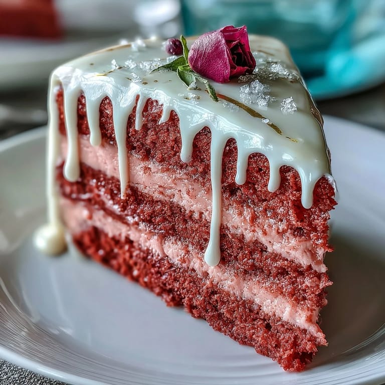 Moist rosé infused cake, topped with luscious buttercream and gold.