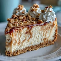 Freshly sliced Nutter Butter Cheesecake revealing a creamy peanut butter filling and crunchy cookie crust, perfect for dessert lovers.